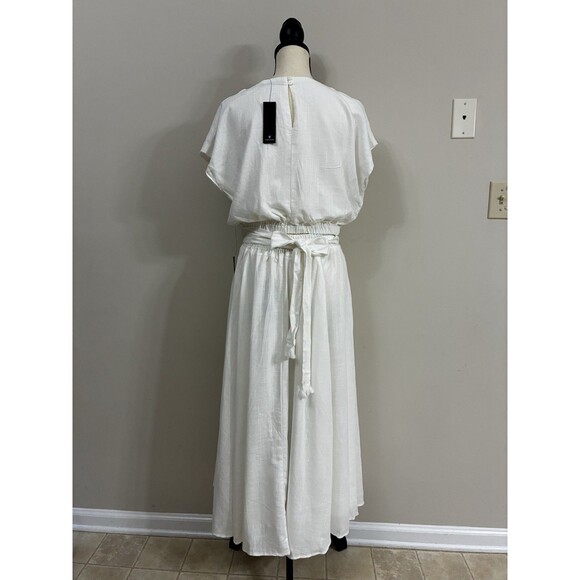 Lulus Brings You Back Ivory Two-Piece Midi Dress Viscose/Linen NWT Size M Medium - Picture 7 of 13